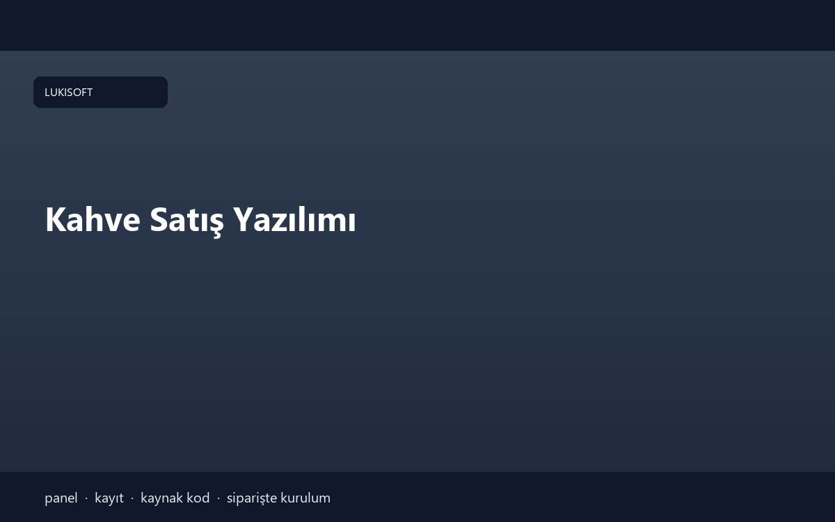 Kahve Satış Yazılımı