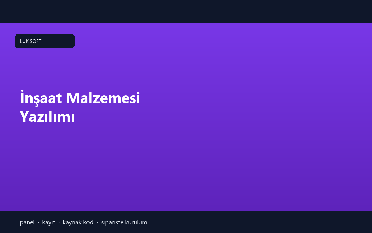 İnşaat Malzemesi Yazılımı