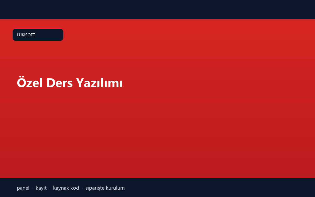 Özel Ders Yazılımı