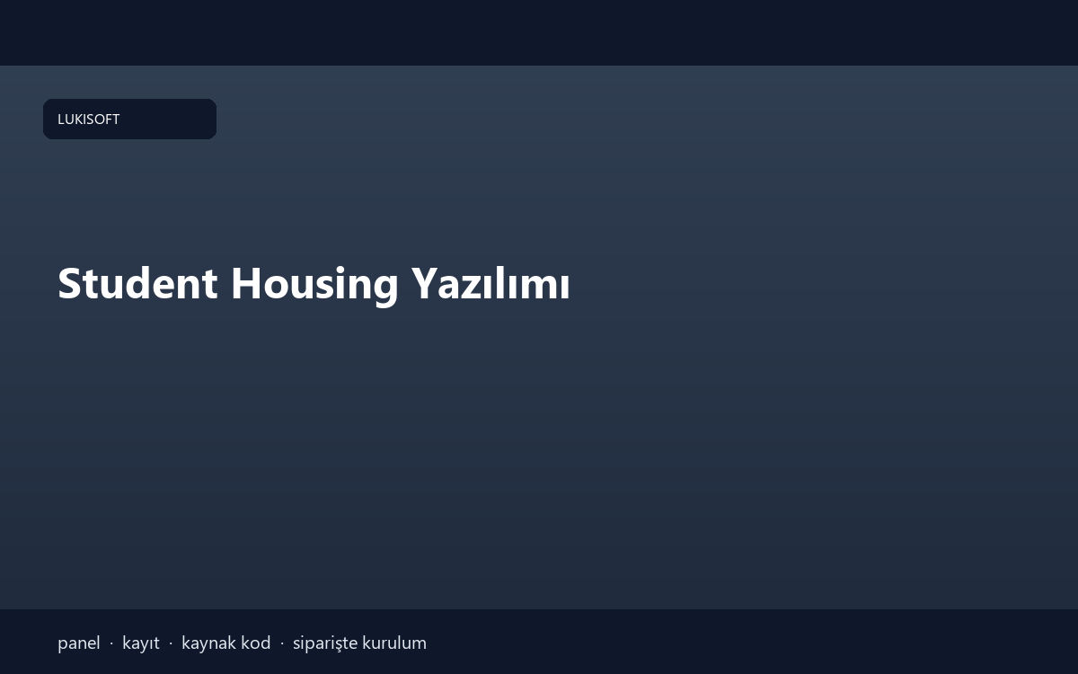 Student Housing Yazılımı