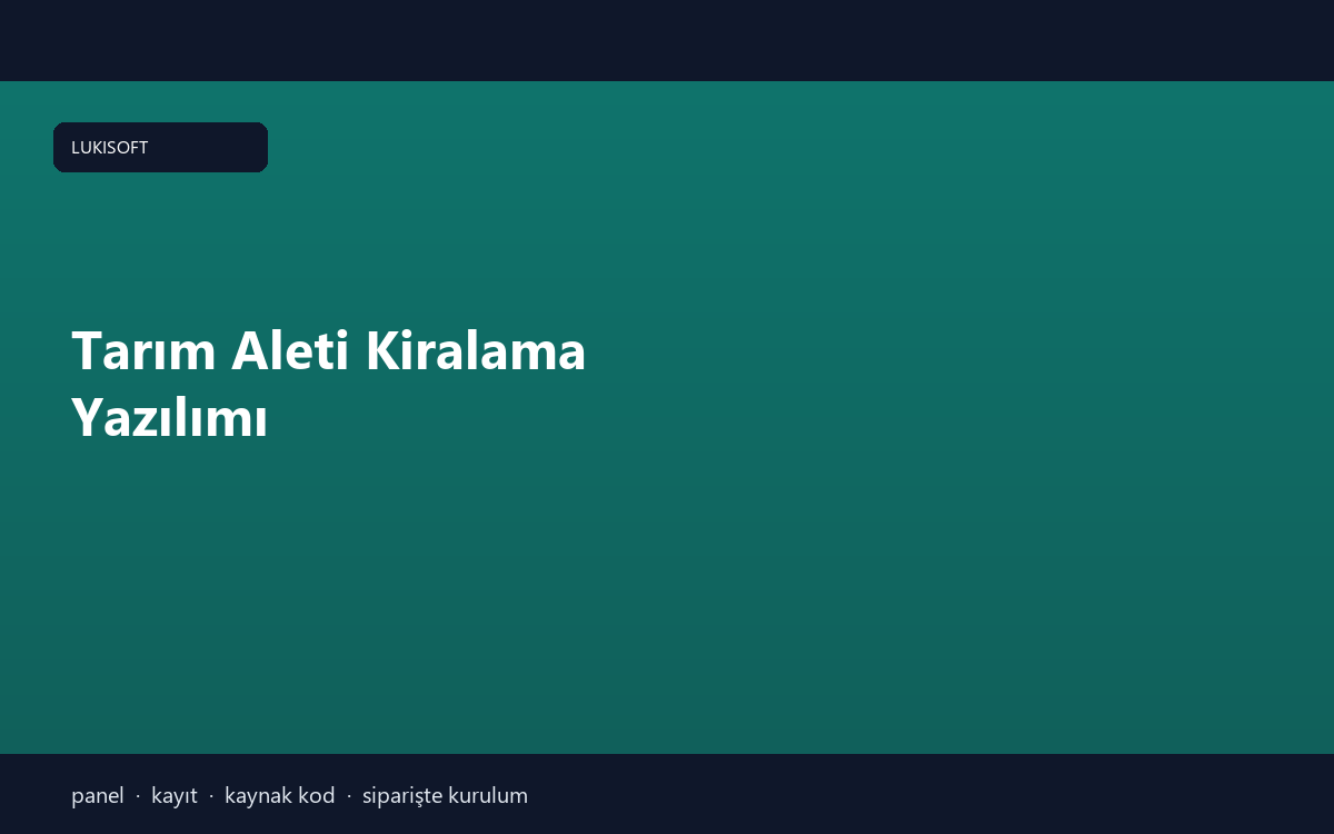 Tarım Aleti Kiralama Yazılımı