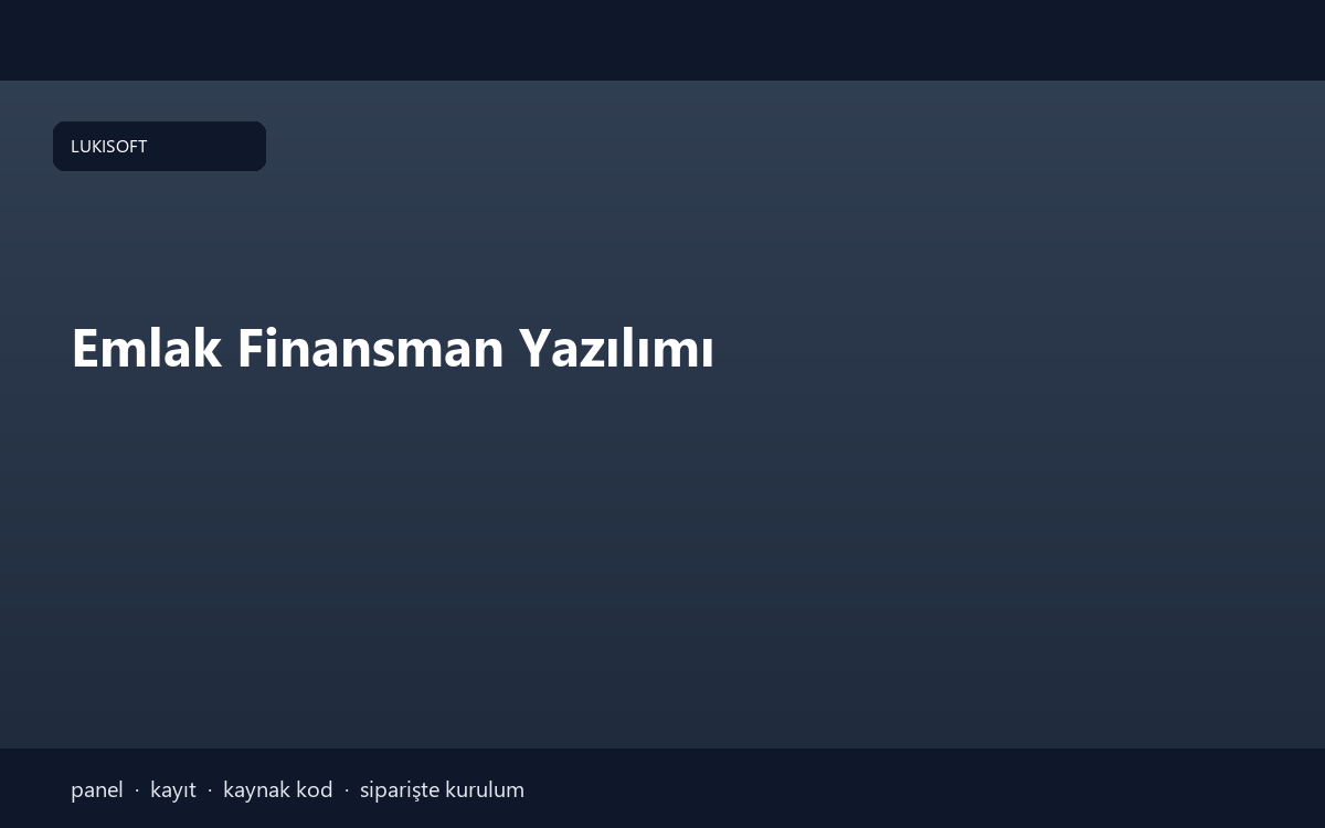 Emlak Finansman Yazılımı