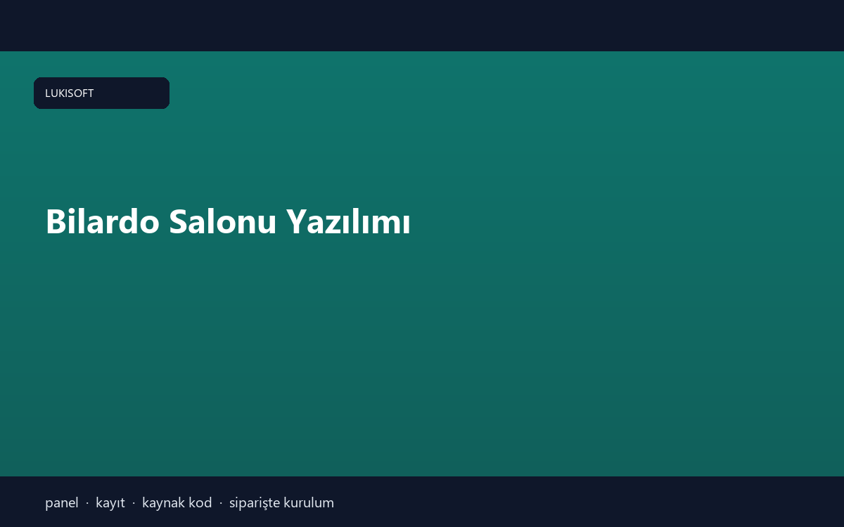 Bilardo Salonu Yazılımı